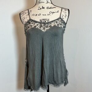 Y2K POL Sheer Lace Babydoll Cami Gray Fairy Grunge Tank Top Size S‎